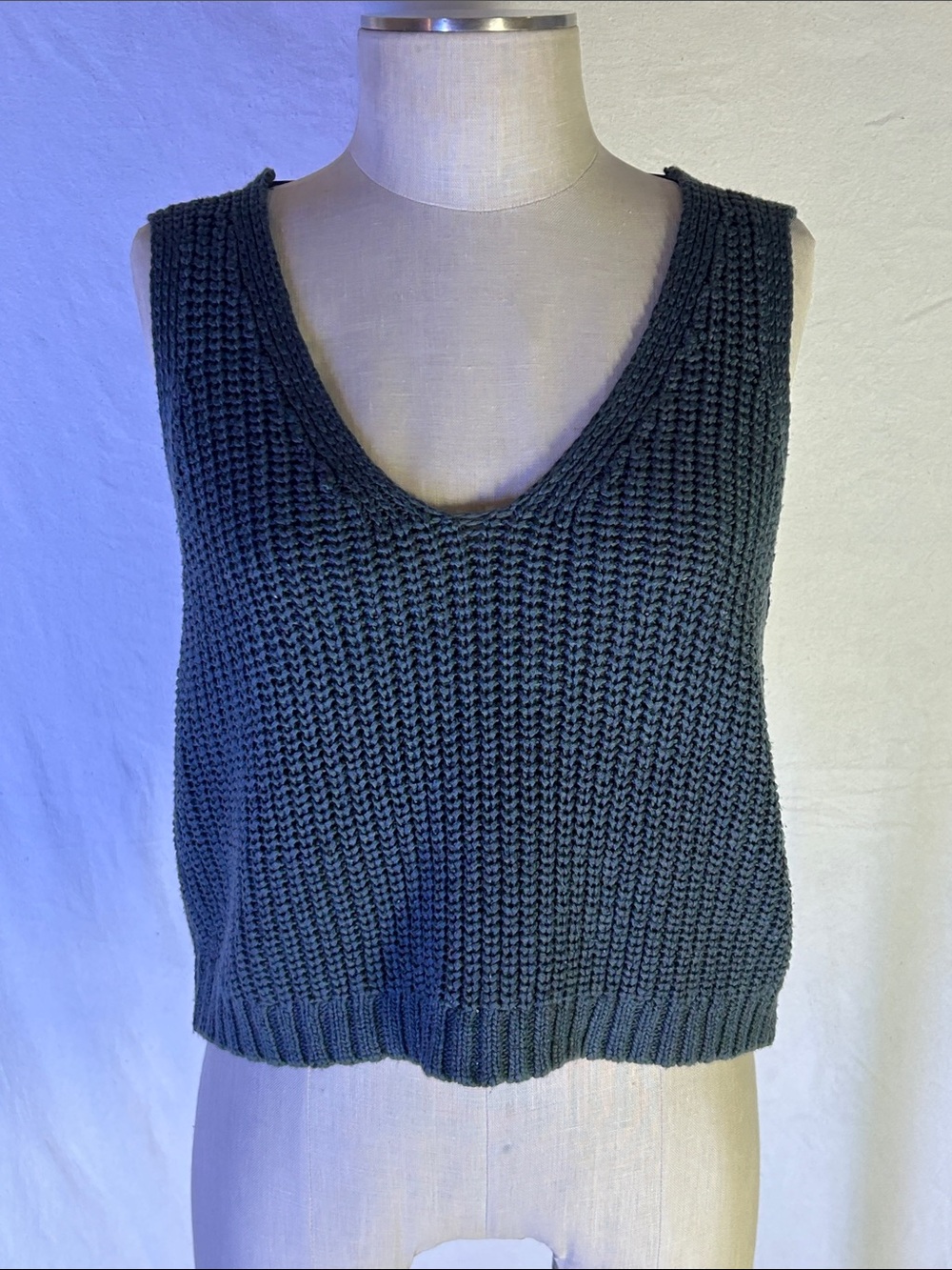 O'Neill Dark Charcoal Knit V-Neck Cropped Tank